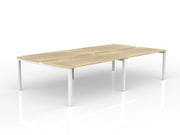 Axis 4-User Double Sided Workspace 1500mmX750mm Natural Oak White Powdercoat