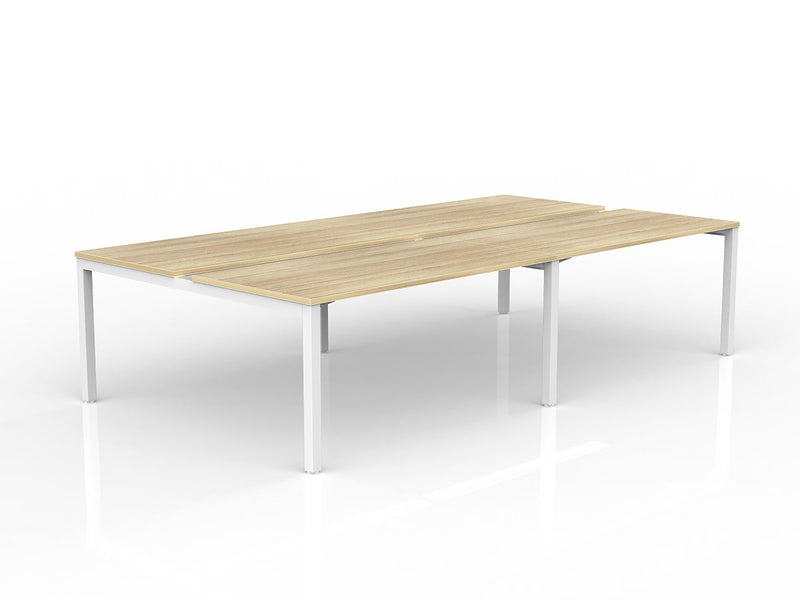 Axis 4-User Double Sided Workspace 1500mmX750mm Natural Oak White Powdercoat