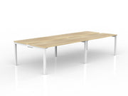 Axis 4-User Double Sided Workspace 1600mmX600mm Natural Oak White Powdercoat