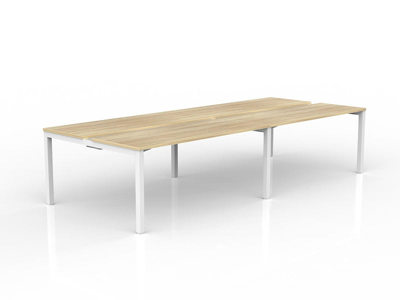 Axis 4-User Double Sided Workspace 1600mmX600mm Natural Oak White Powdercoat