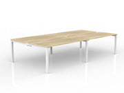 Axis 4-User Double Sided Workspace 1600mmX750mm Natural Oak White Powdercoat