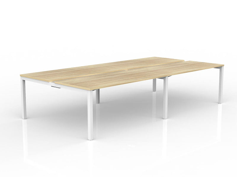 Axis 4-User Double Sided Workspace 1600mmX750mm Natural Oak White Powdercoat