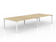 Axis 4-User Double Sided Workspace 1800mmX600mm Natural Oak White Powdercoat