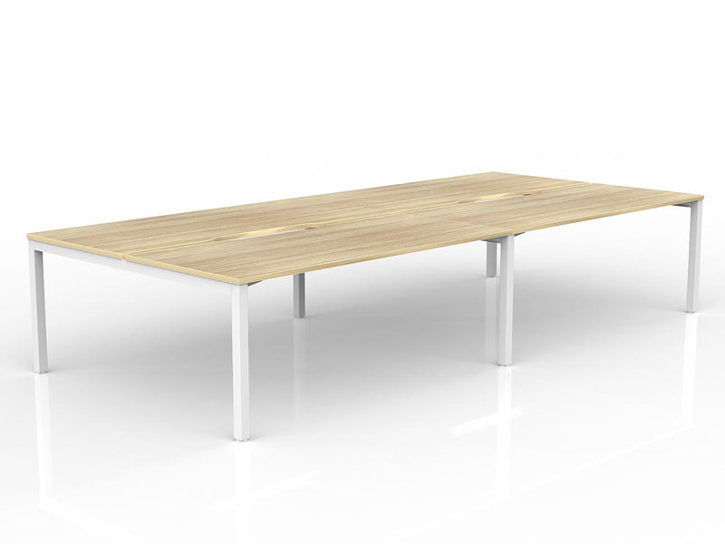 Axis 4-User Double Sided Workspace 1800mmX800mm Natural Oak White Powdercoat