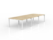 Axis 6-User Double Sided Workspace 1200mmX600mm Natural Oak White Powdercoat