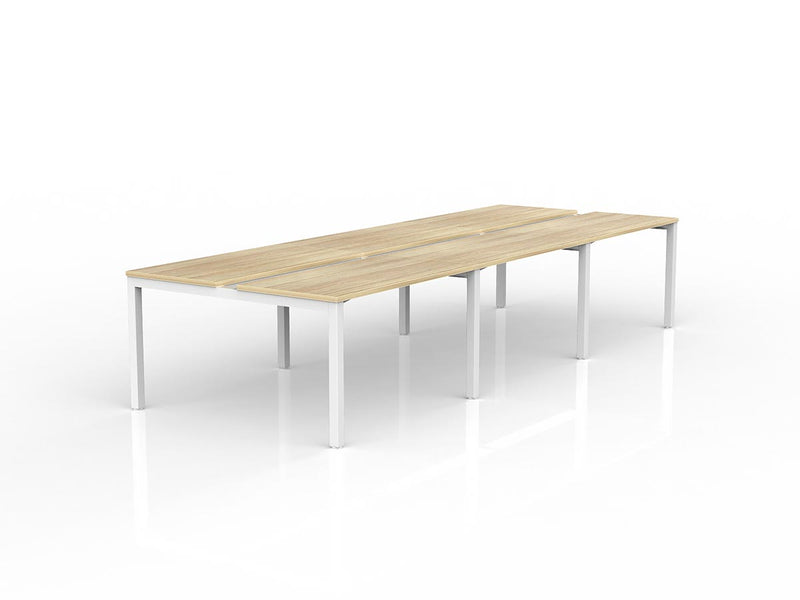 Axis 6-User Double Sided Workspace 1200mmX600mm Natural Oak White Powdercoat