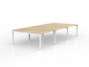 Axis 6-User Double Sided Workspace 1200mmX750mm Natural Oak White Powdercoat