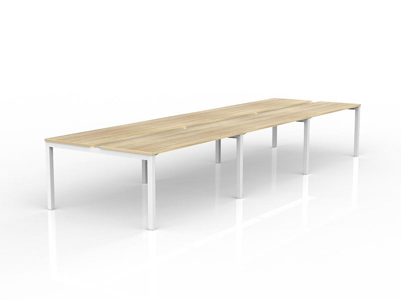 Axis 6-User Double Sided Workspace 1500mmX600mm Natural Oak White Powdercoat