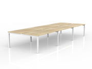 Axis 6-User Double Sided Workspace 1500mmX750mm Natural Oak White Powdercoat