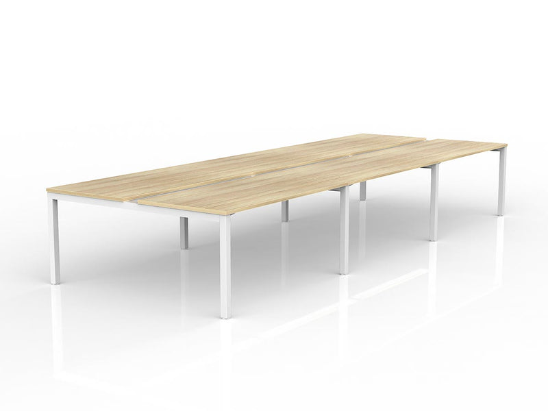 Axis 6-User Double Sided Workspace 1500mmX750mm Natural Oak White Powdercoat