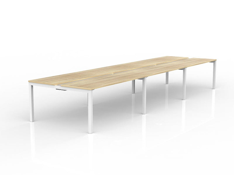 Axis 6-User Double Sided Workspace 1600mmX600mm Natural Oak White Powdercoat