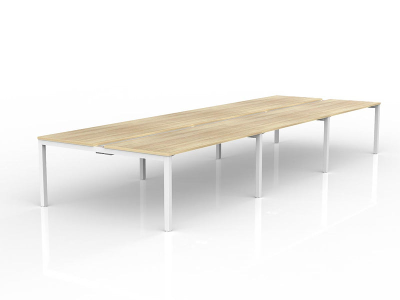 Axis 6-User Double Sided Workspace 1600mmX750mm Natural Oak White Powdercoat