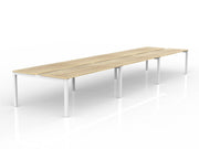 Axis 6-User Double Sided Workspace 1800mmX600mm Natural Oak White Powdercoat