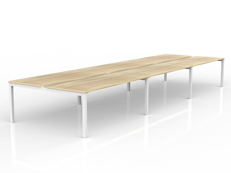 Axis 6-User Double Sided Workspace 1800mmX750mm Natural Oak White Powdercoat
