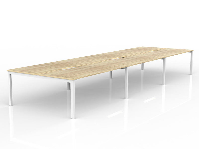 Axis 6-User Double Sided Workspace 1800mmX800mm Natural Oak White Powdercoat