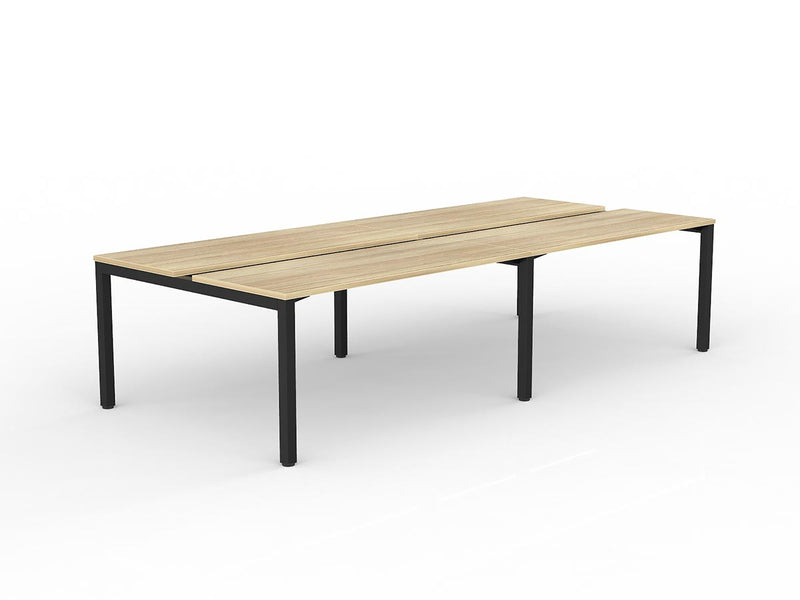 Axis 4-User Double Sided Workspace 1500mmX600mm Natural Oak Black Powdercoat