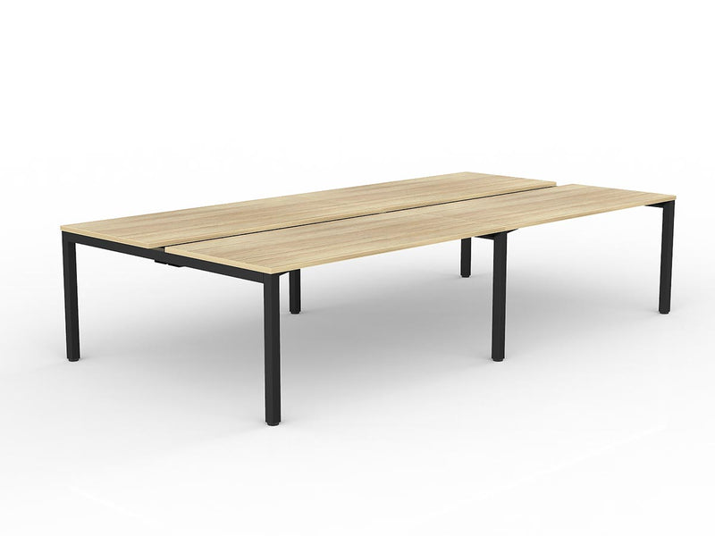 Axis 4-User Double Sided Workspace 1600mmX750mm Natural Oak Black Powdercoat