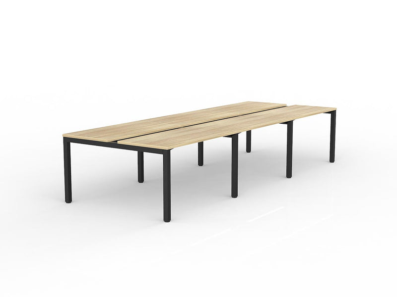 Axis 6-User Double Sided Workspace 1200mmX600mm Natural Oak Black Powdercoat