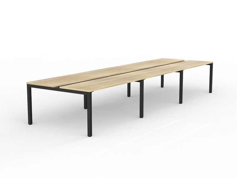 Axis 6-User Double Sided Workspace 1500mmX600mm Natural Oak Black Powdercoat