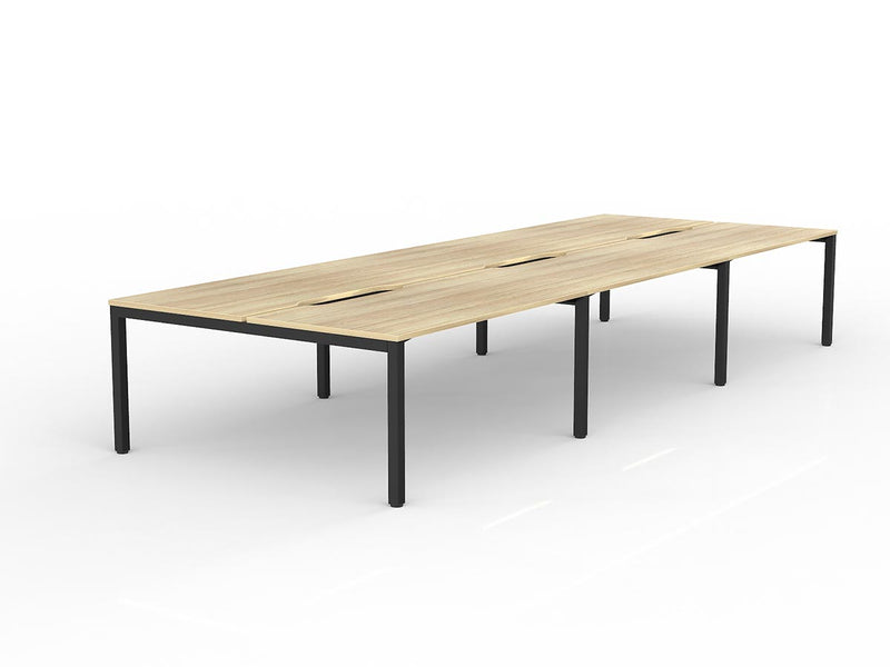 Axis 6-User Double Sided Workspace 1500mmX800mm Natural Oak Black Powdercoat