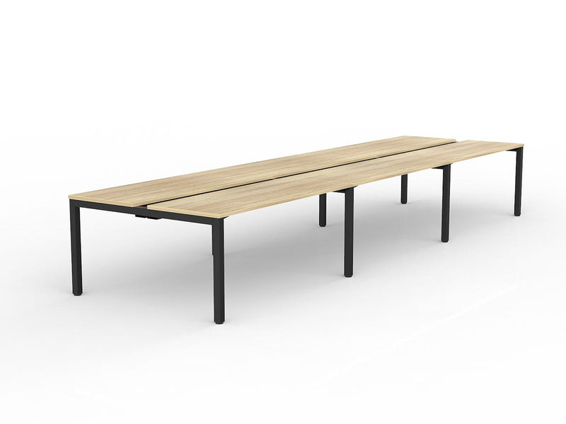 Axis 6-User Double Sided Workspace 1600mmX600mm Natural Oak Black Powdercoat