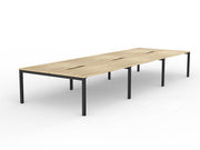 Axis 6-User Double Sided Workspace 1600mmX800mm Natural Oak Black Powdercoat