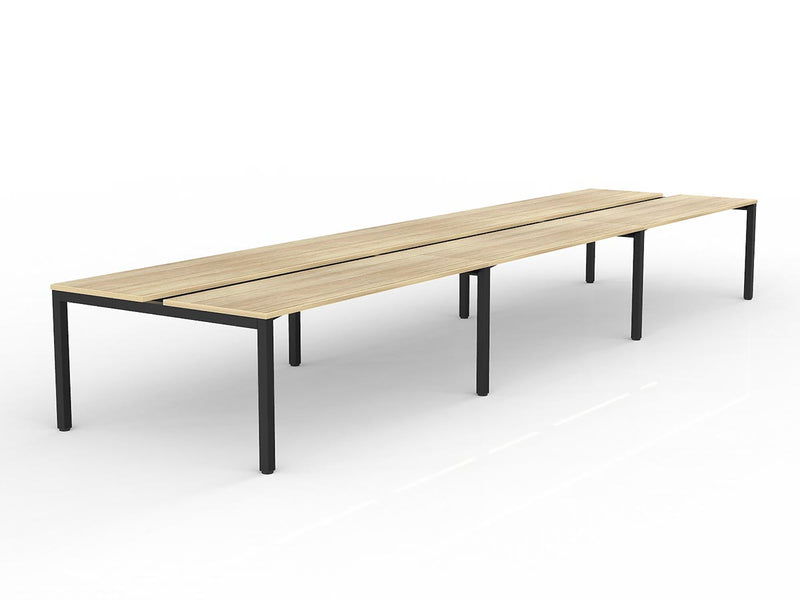 Axis 6-User Double Sided Workspace 1800mmX600mm Natural Oak Black Powdercoat