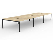 Axis 6-User Double Sided Workspace 1800mmX800mm Natural Oak Black Powdercoat