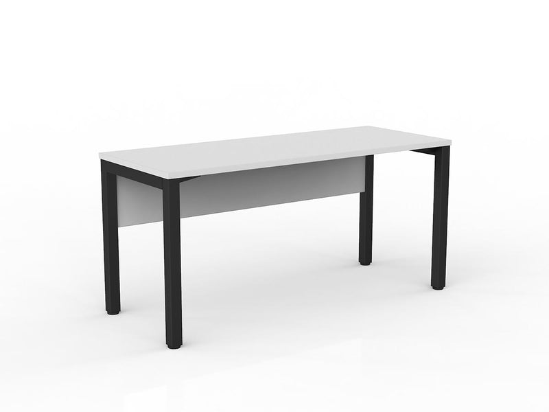 Axis Straight Desk with Melamine Modesty 1500mmX600mm White Black Powdercoat