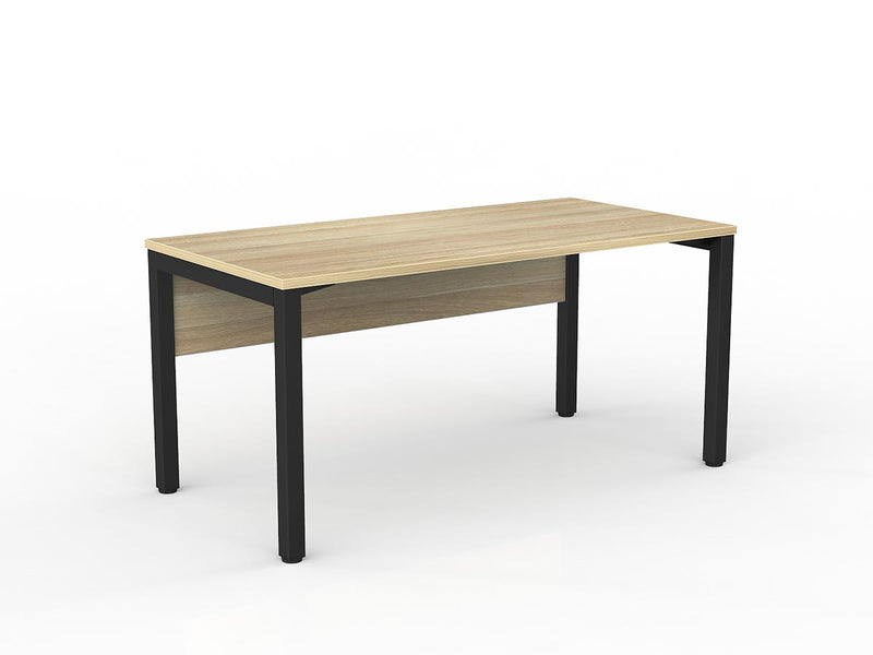 Axis Straight Desk with Melamine Modesty 1500mmX750mm Natural Oak Black Powdercoat