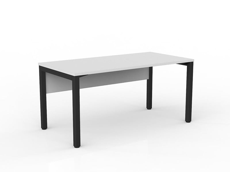 Axis Straight Desk with Melamine Modesty 1500mmX750mm White Black Powdercoat