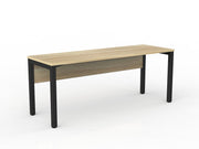 Axis Straight Desk with Melamine Modesty 1800mmX600mm Natural Oak Black Powdercoat