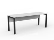 Axis Straight Desk with Melamine Modesty 1800mmX600mm White Black Powdercoat