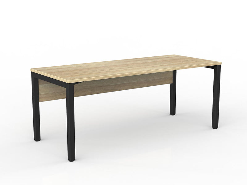Axis Straight Desk with Melamine Modesty 1800mmX750mm Natural Oak Black Powdercoat