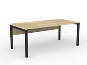 Axis Straight Desk with Melamine Modesty 1800mmX900mm Natural Oak Black Powdercoat
