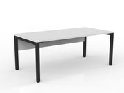 Axis Straight Desk with Melamine Modesty 1800mmX900mm White Black Powdercoat