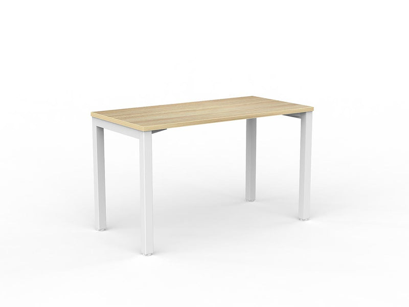 Axis Straight Desk 1200mmX600mm Natural Oak White Powdercoat