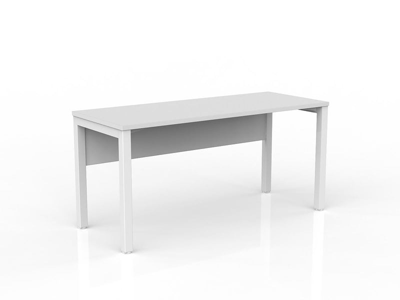 Axis Straight Desk with Melamine Modesty 1500mmX600mm White White Powdercoat