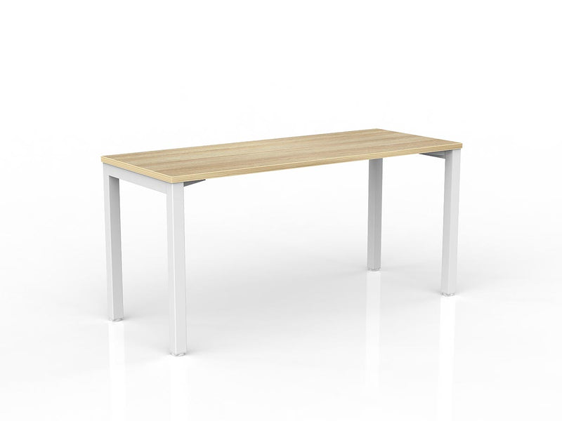 Axis Straight Desk 1500mmX600mm Natural Oak White Powdercoat