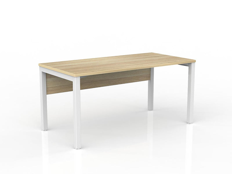 Axis Straight Desk with Melamine Modesty 1500mmX750mm Natural Oak White Powdercoat