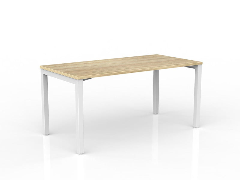 Axis Straight Desk 1500mmX750mm Natural Oak White Powdercoat