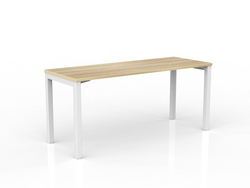 Axis Straight Desk 1600mmX600mm Natural Oak White Powdercoat