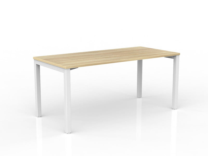 Axis Straight Desk 1600mmX750mm Natural Oak White Powdercoat