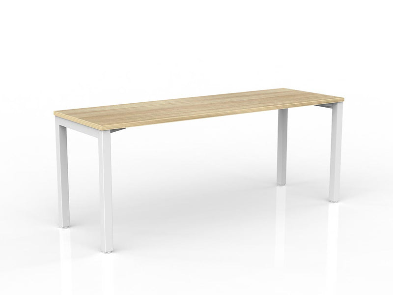Axis Straight Desk 1800mmX600mm Natural Oak White Powdercoat