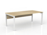 Axis Straight Desk with Melamine Modesty 1800mmX900mm Natural Oak White Powdercoat