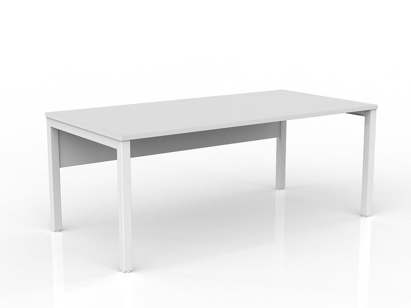 Axis Straight Desk with Melamine Modesty 1800mmX900mm White White Powdercoat
