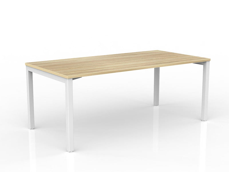 Axis Straight Desk 1800mmX900mm Natural Oak White Powdercoat