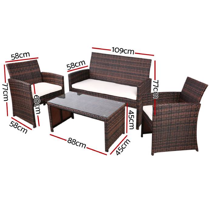 Gardeon Garden Furniture Outdoor Lounge Setting Wicker Sofa Set Storage Cover