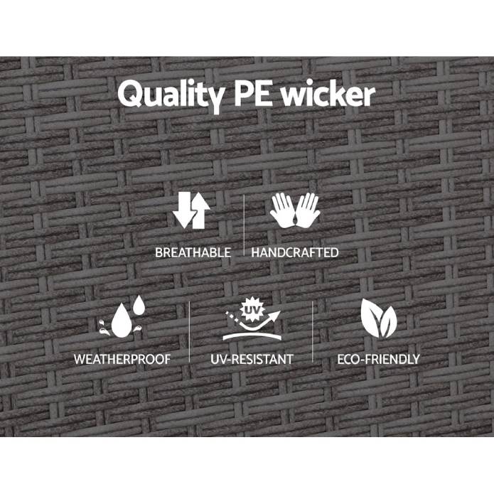 Sun lounge Recliner Chair Wicker Lounger Sofa Day Bed Outdoor Furniture Patio Garden Cushion Ottoman Gardeon