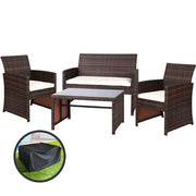 Gardeon Garden Furniture Outdoor Lounge Setting Wicker Sofa Set Storage Cover